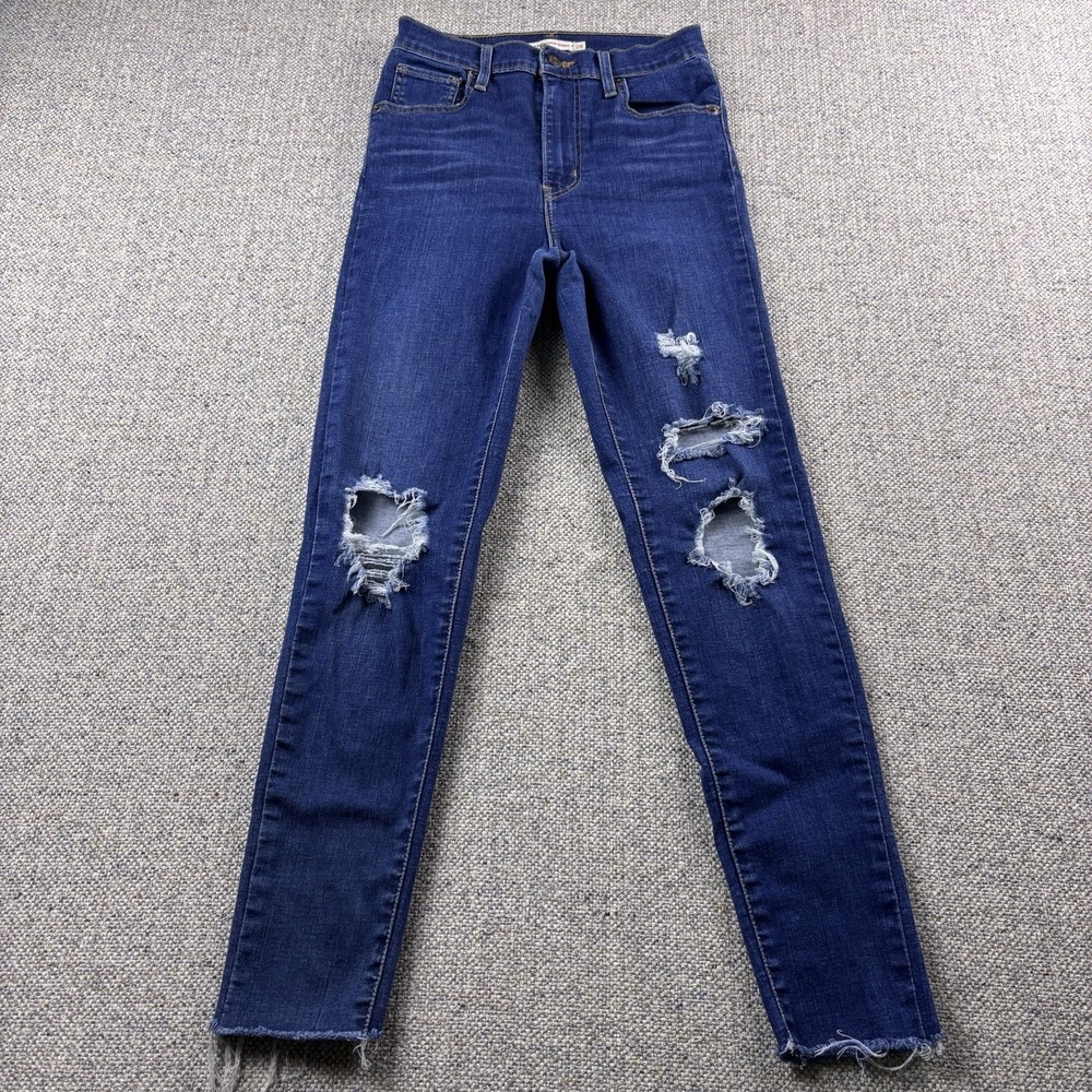Levi's Mile High Super Skinny Jeans Womens 26 Blue Destroyed Denim Frey